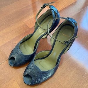 Dark Navy Peep Toe Heels